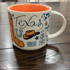 Starbucks Texas Orange and White Mug